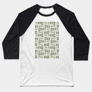 Retro Geometric Floral Pattern Olive Green, Light Taupe Baseball T-Shirt